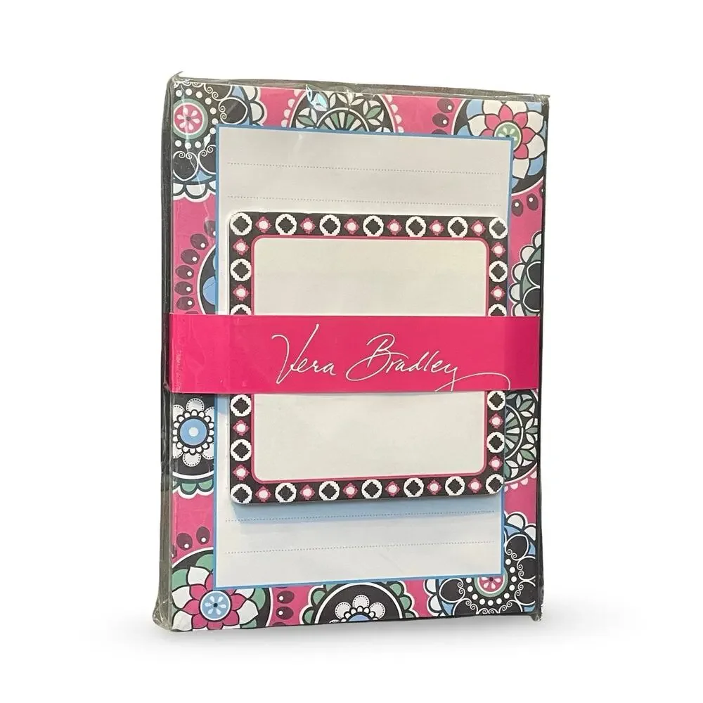 Vera Bradley Note Pad Set Sticky Notes Cupcake Pink Paisley Sealed Retired New